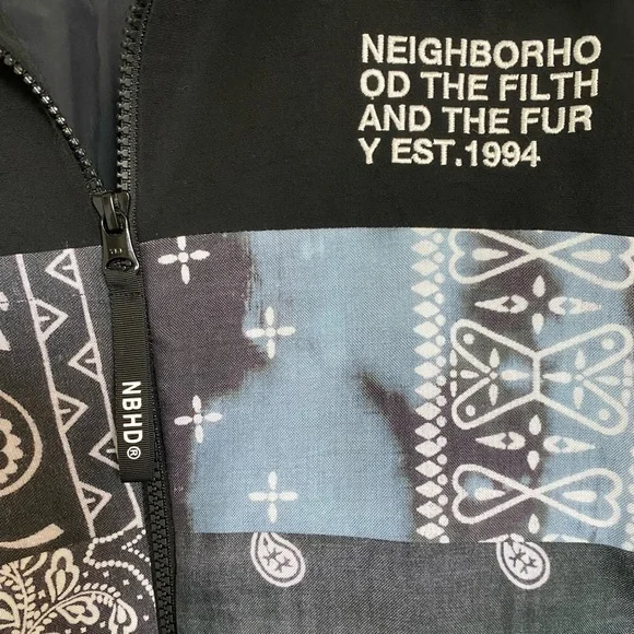 Neighborhood Jacket Bandana Oversized Japan Designer Chopped Track Black Mens - Picture 8 of 15